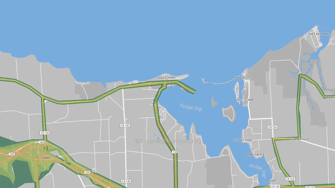 Sodus Point, NY Map of Noise Levels in Sodus Point