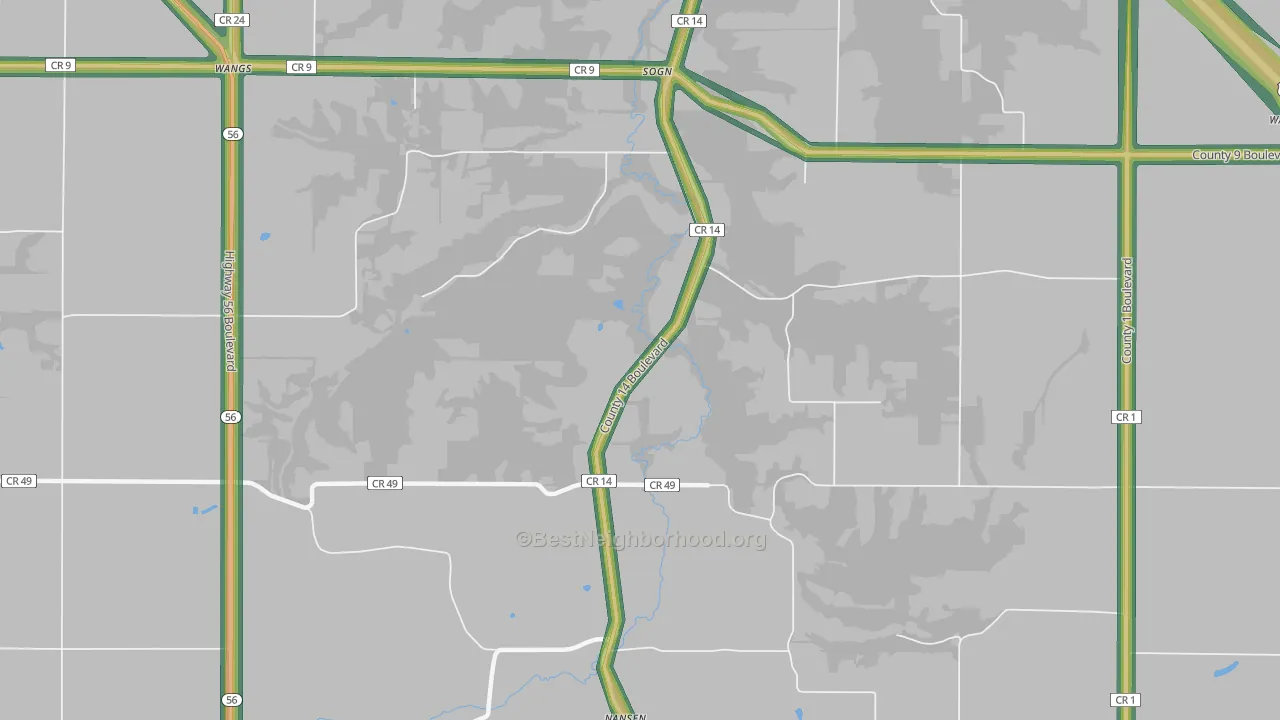 Sogn, MN Map of Noise Levels in Sogn