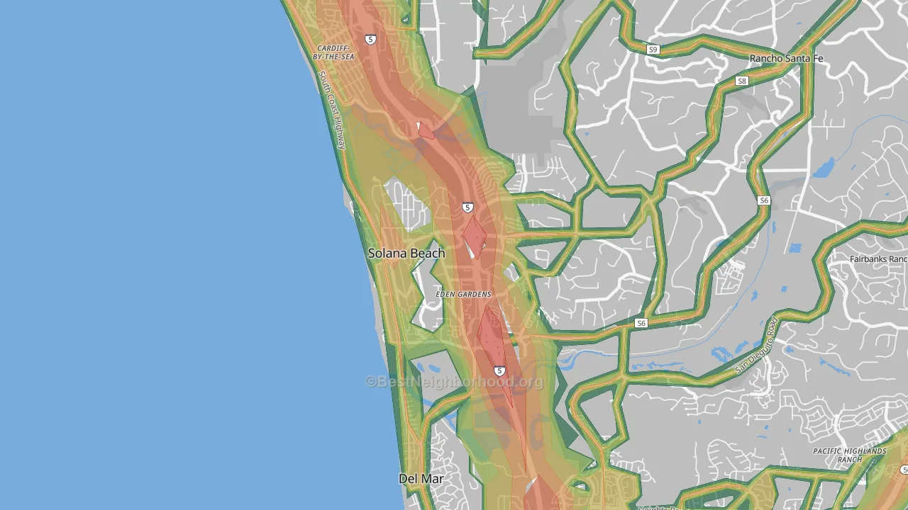 Solana Beach, CA Map of Noise Levels in Solana Beach