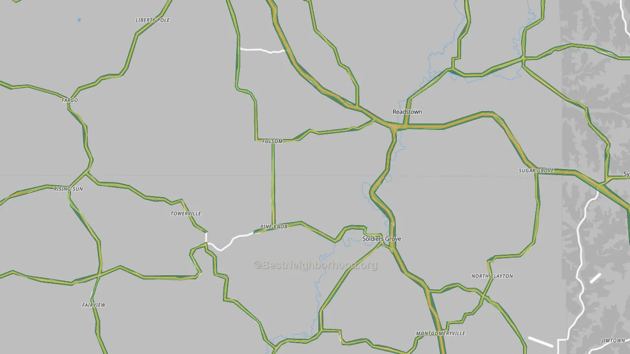 Soldiers Grove, WI Map of Noise Levels in Soldiers Grove