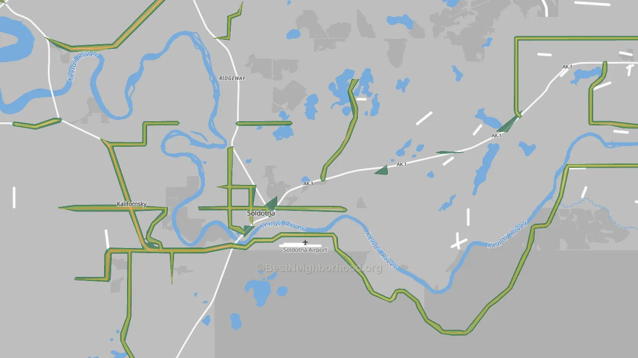 Soldotna, AK Map of Noise Levels in Soldotna