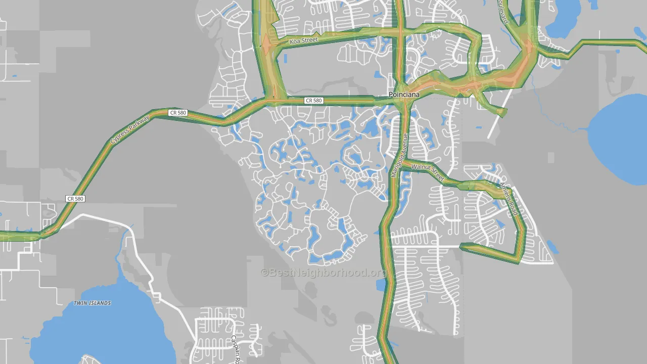 Solivita, Poinciana, FL Map of Noise Levels in Solivita