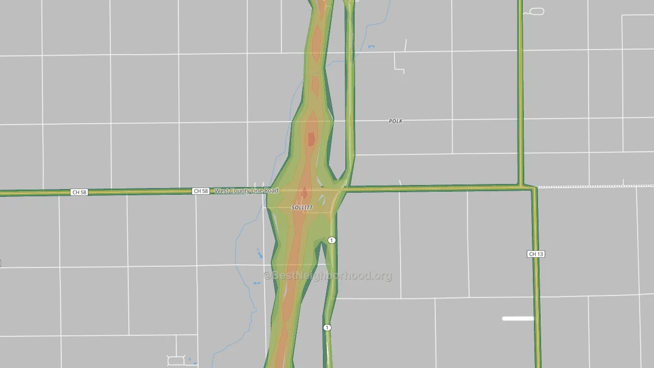 Sollitt, IL Map of Noise Levels in Sollitt
