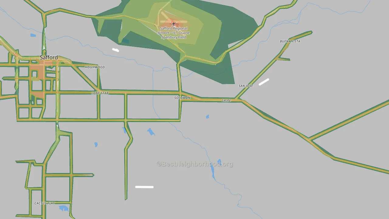Solomon, AZ Map of Noise Levels in Solomon