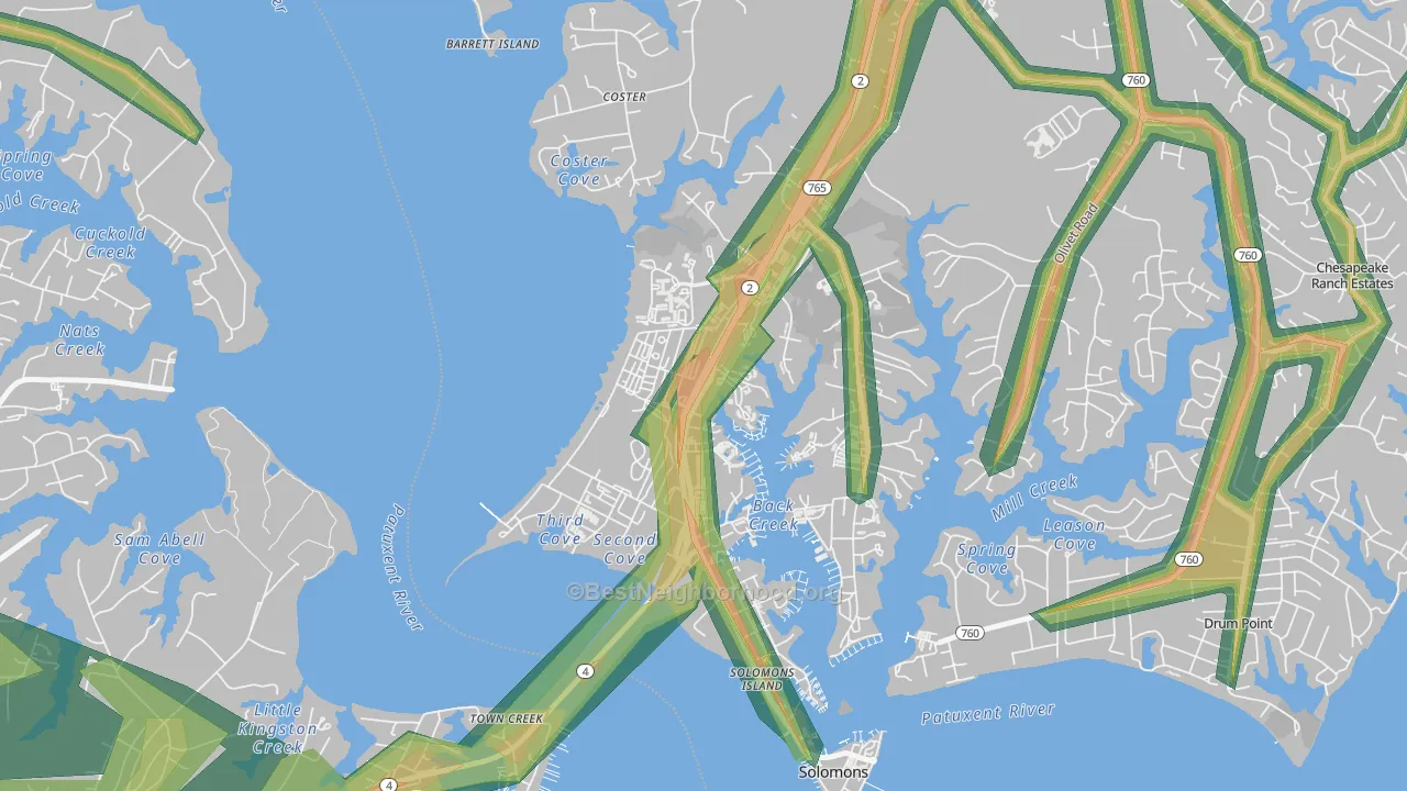 Solomons, MD Map of Noise Levels in Solomons