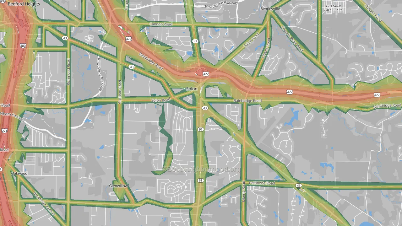 Solon, OH Map of Noise Levels in Solon