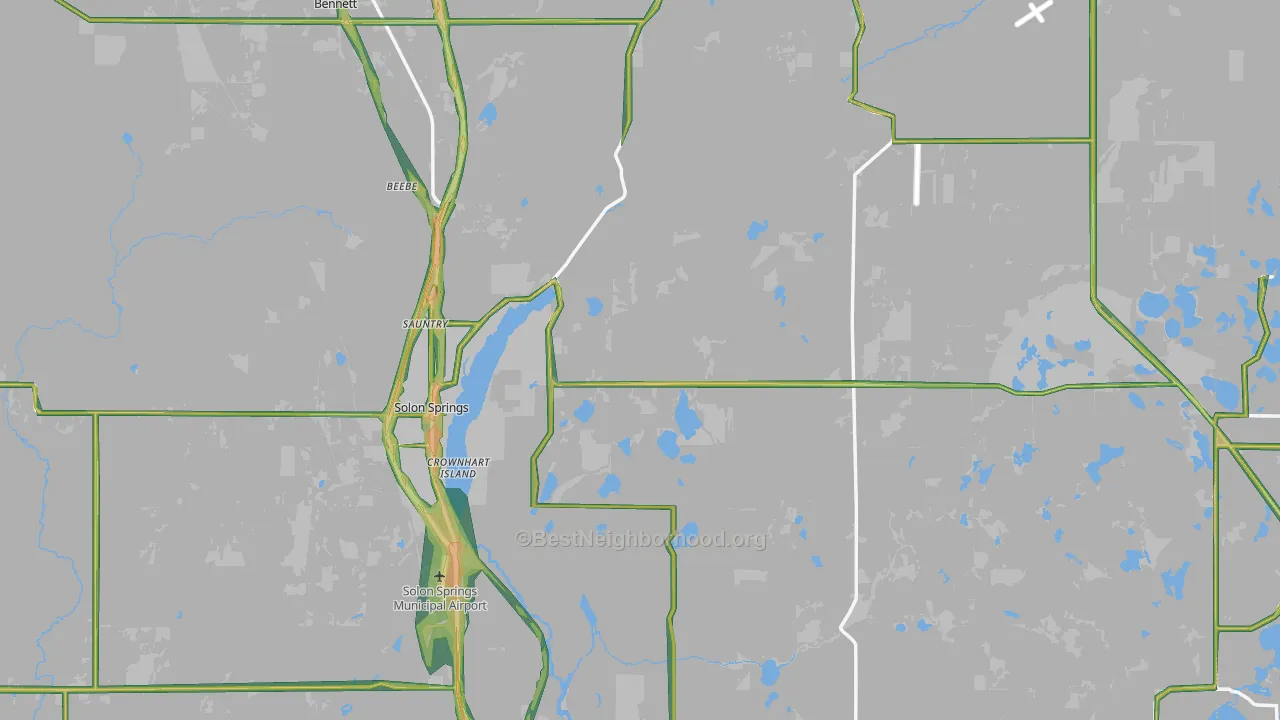 Solon Springs, WI Map of Noise Levels in Solon Springs