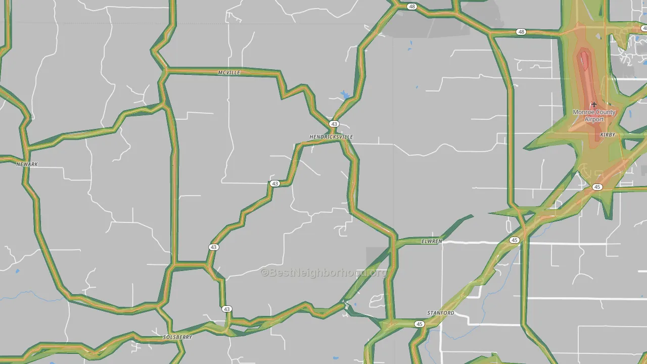 Solsberry, IN Map of Noise Levels in Solsberry