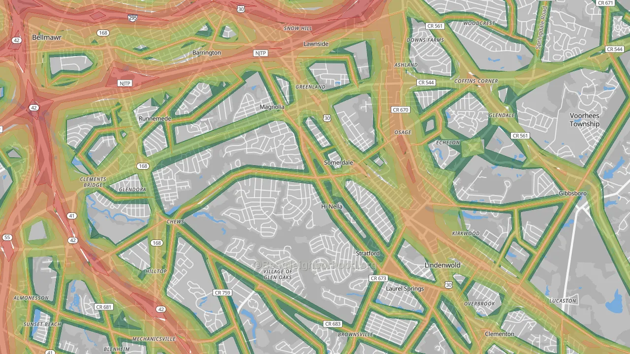 Somerdale, NJ Map of Noise Levels in Somerdale