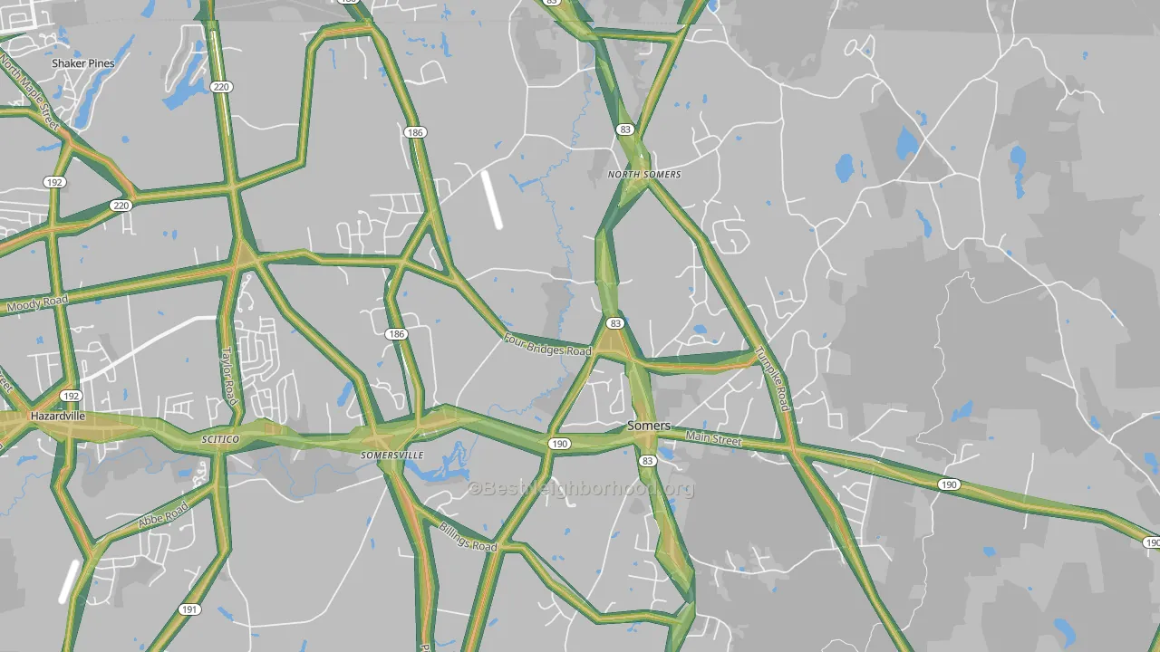 Somers, CT Map of Noise Levels in Somers