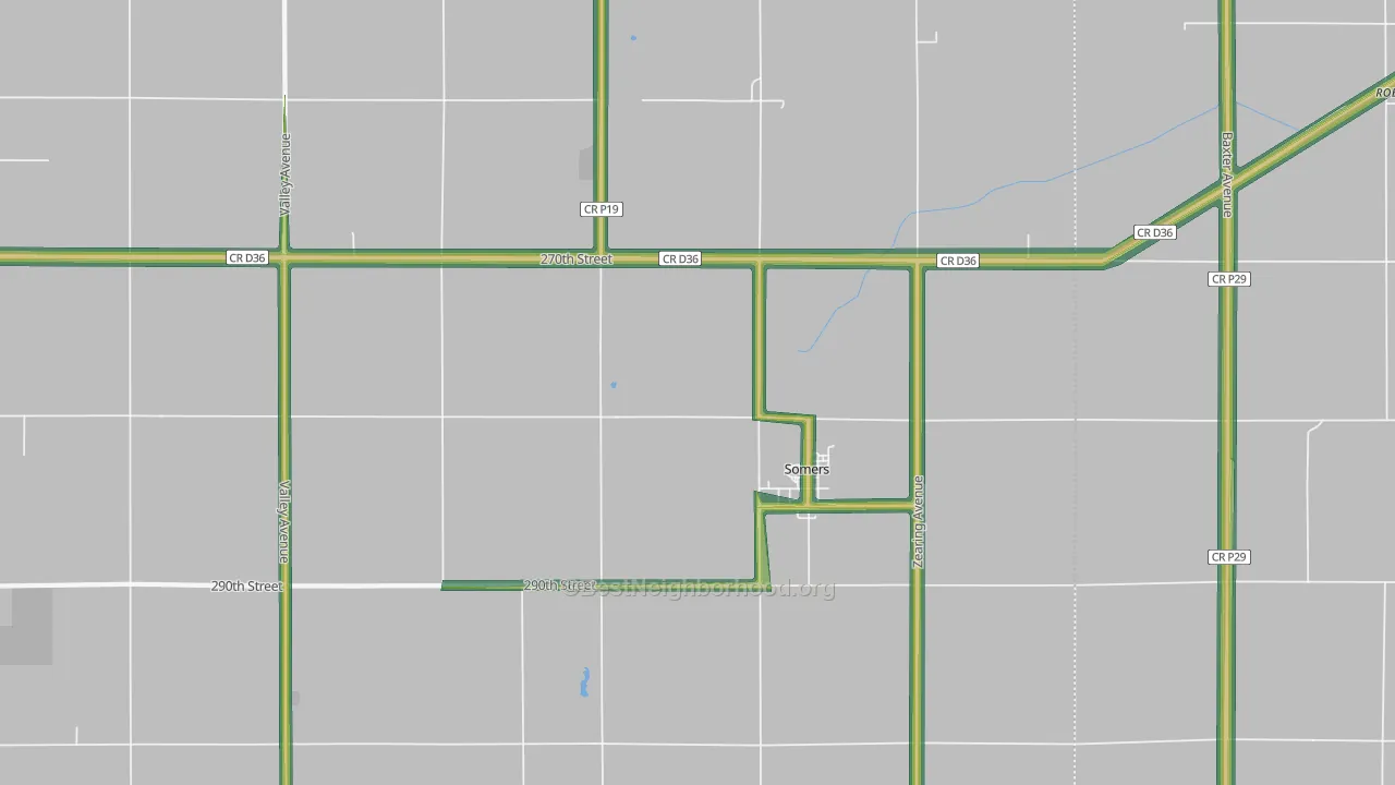Somers, IA Map of Noise Levels in Somers