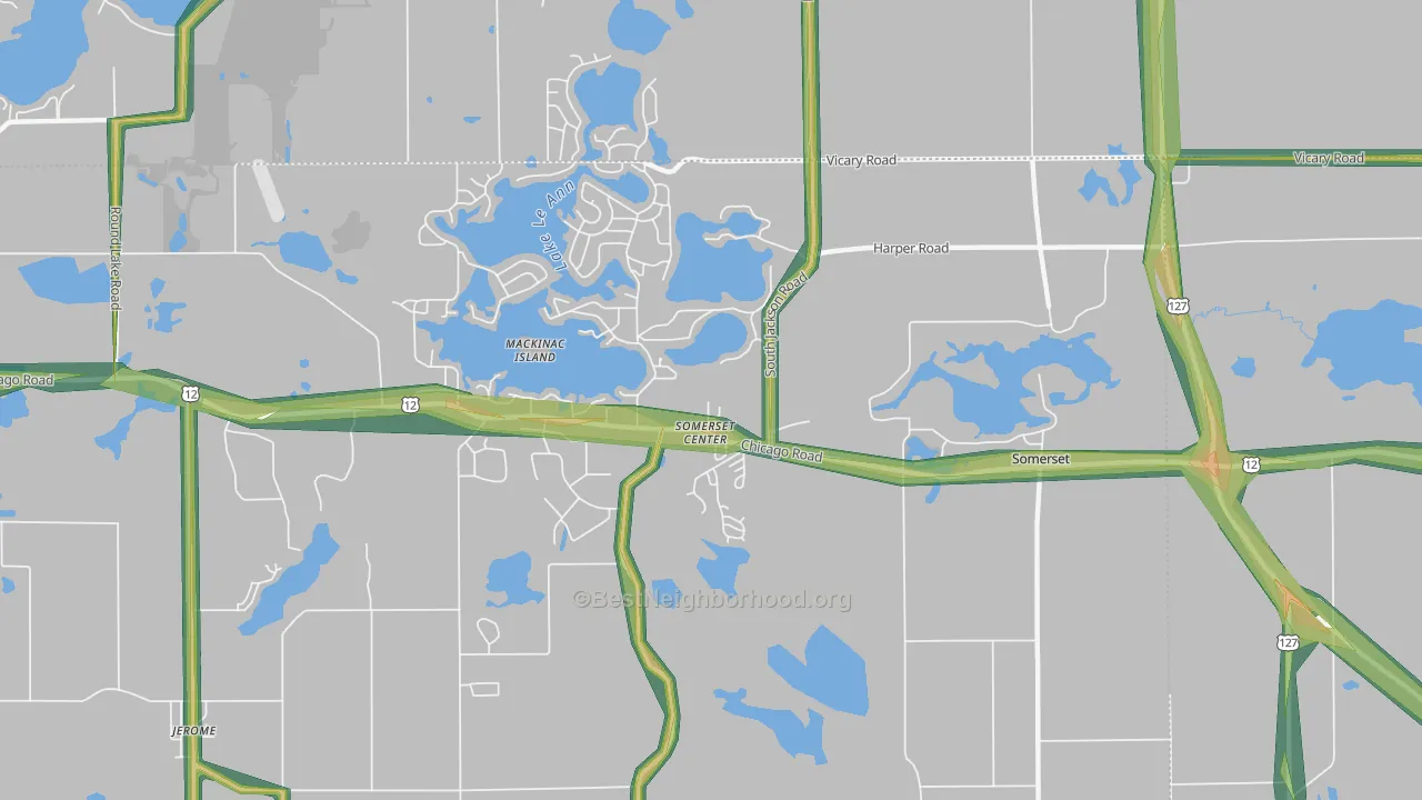 Somerset Center, MI Map of Noise Levels in Somerset Center