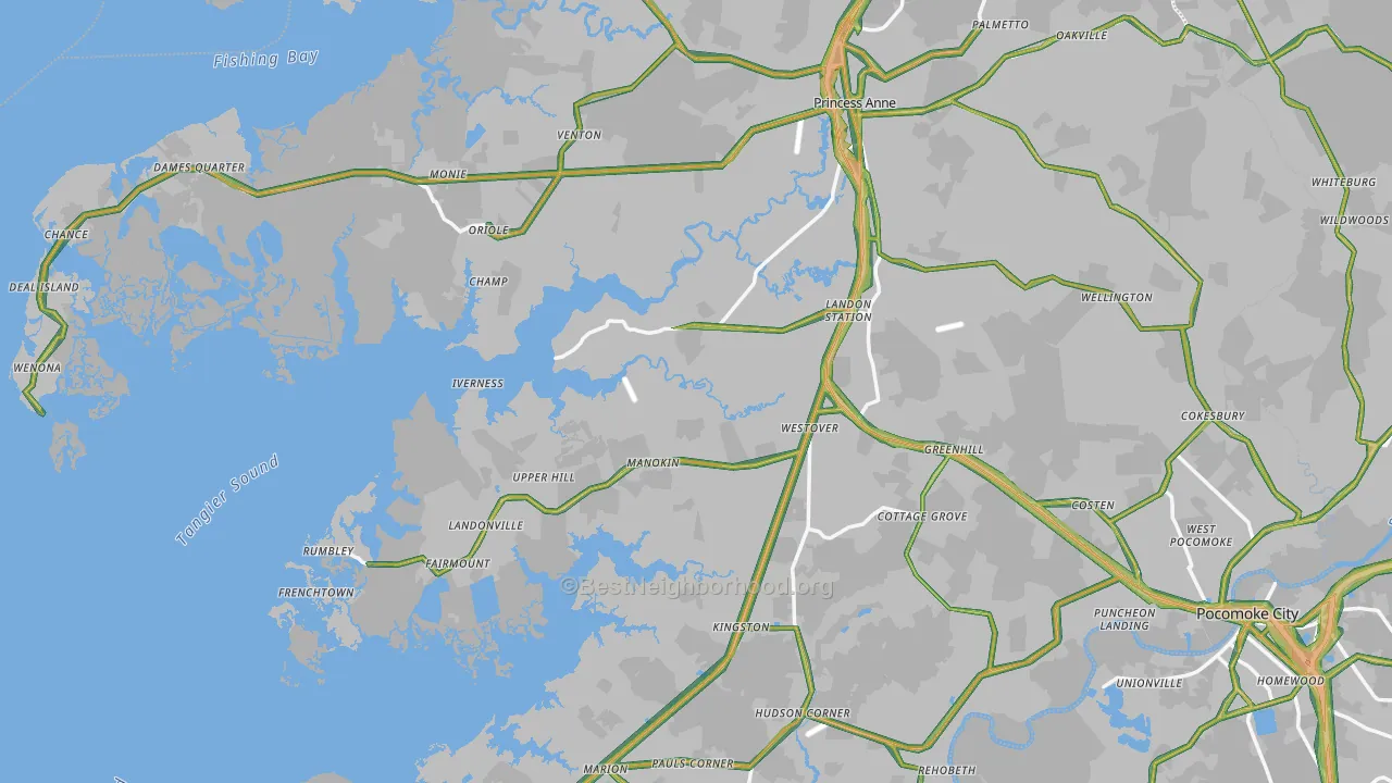 Somerset County, MD Map of Noise Levels in Somerset County