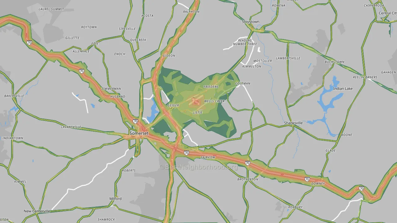 Somerset County, PA Map of Noise Levels in Somerset County