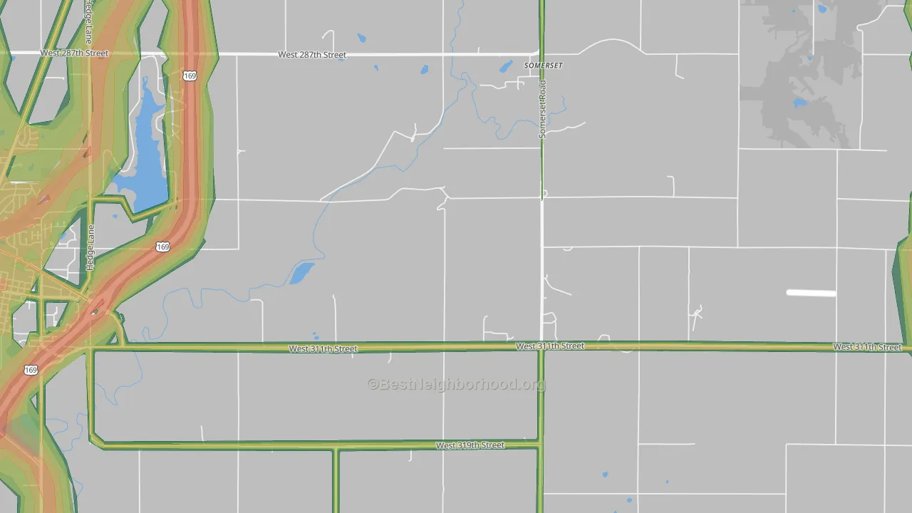 Somerset, KS Map of Noise Levels in Somerset