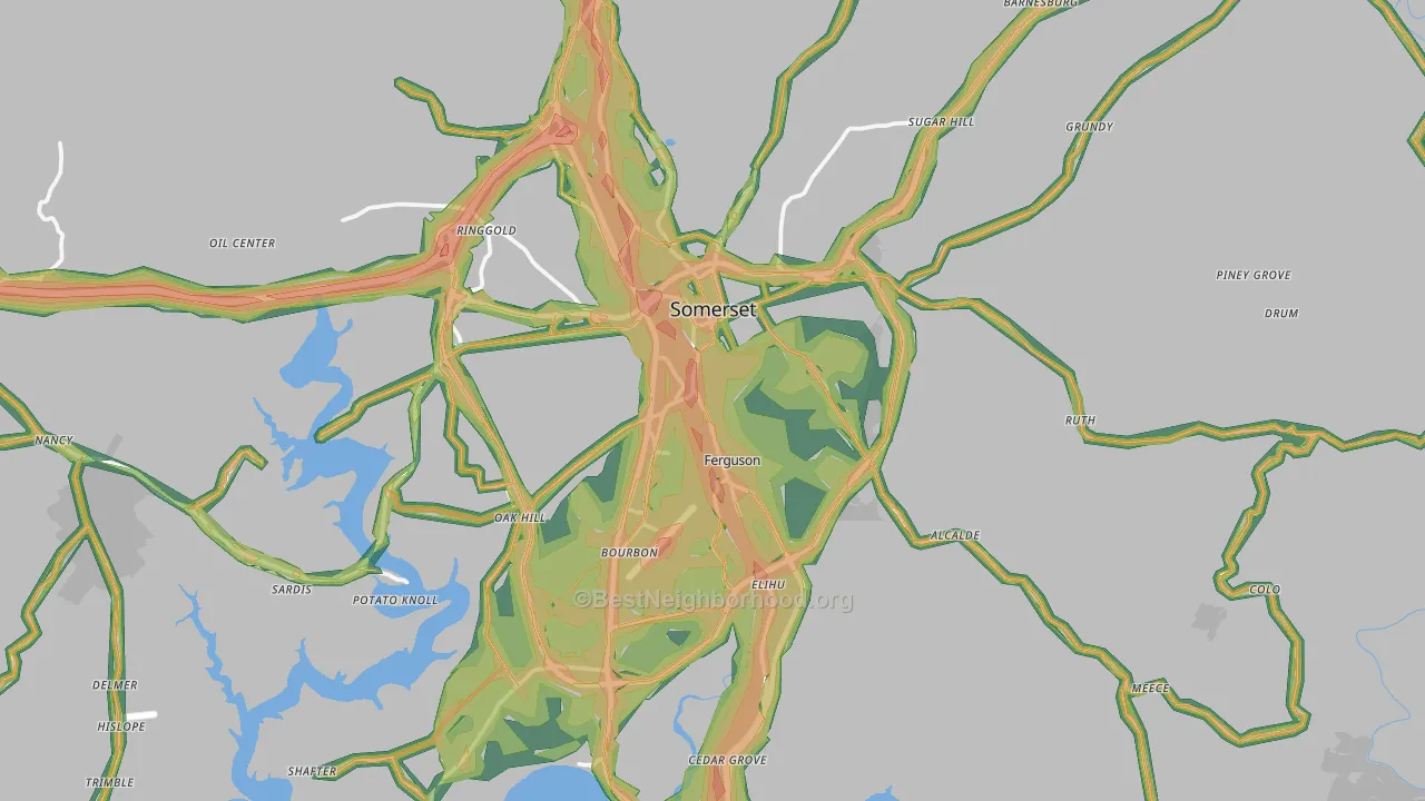 Somerset, KY Map of Noise Levels in Somerset