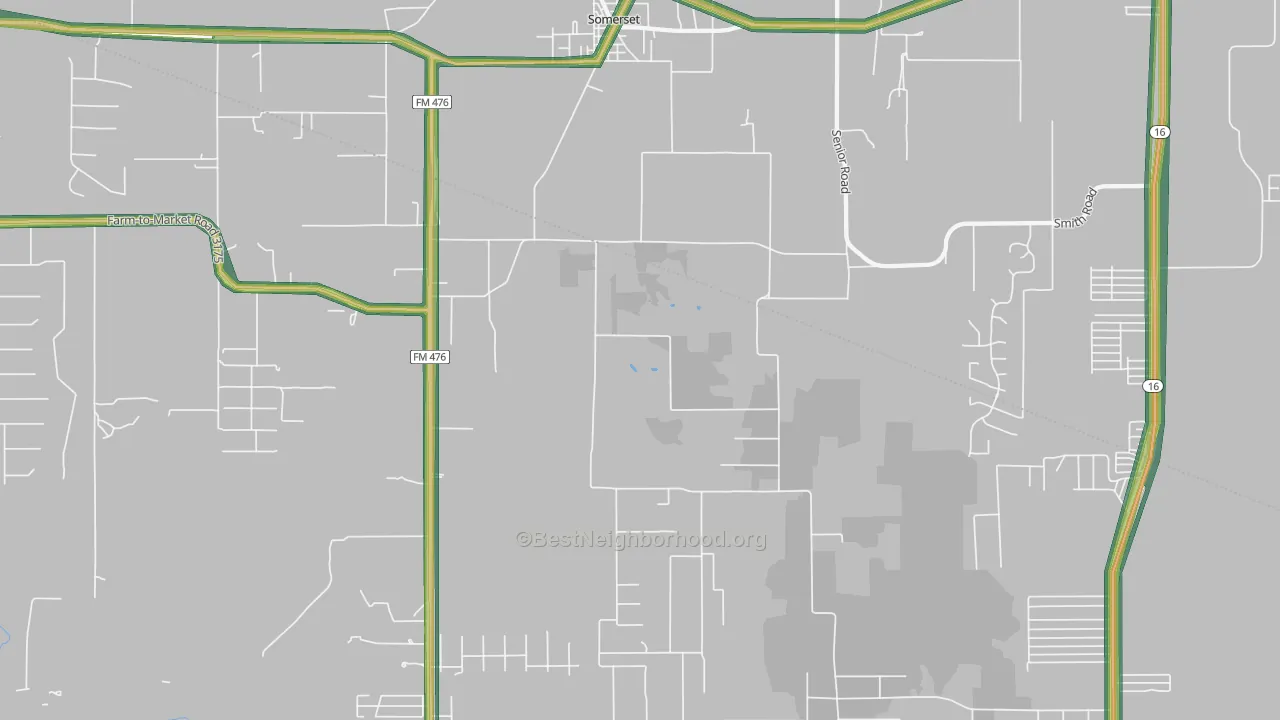 Somerset, TX Map of Noise Levels in Somerset