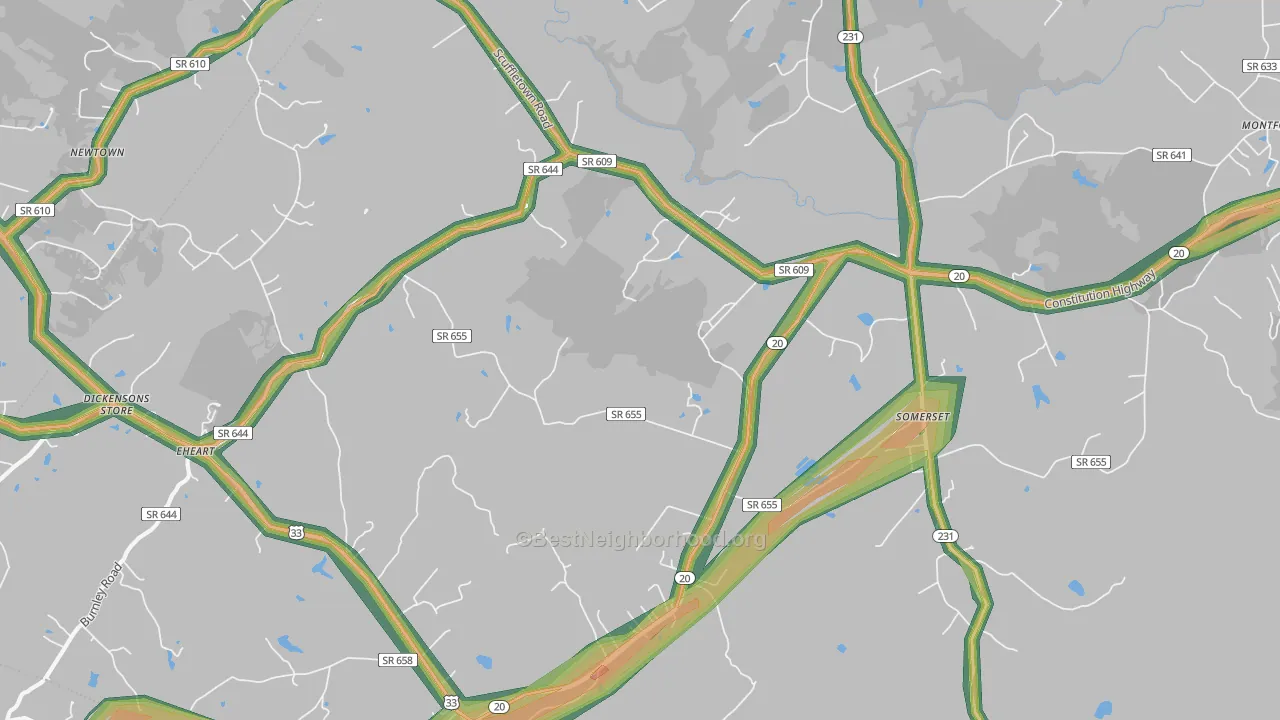 Somerset, VA Map of Noise Levels in Somerset