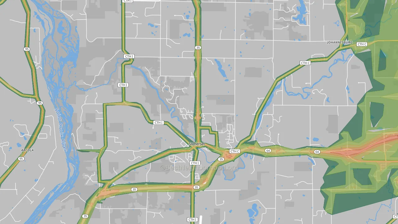 Somerset, WI Map of Noise Levels in Somerset
