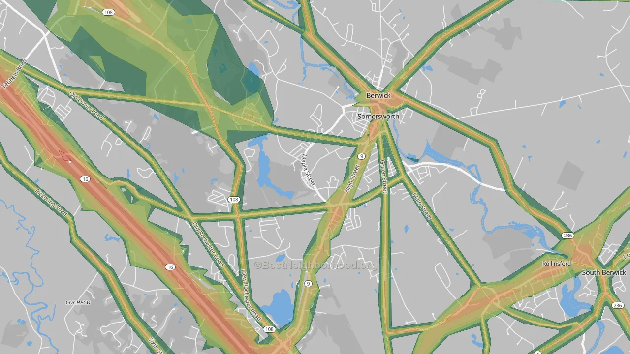 Somersworth, NH Map of Noise Levels in Somersworth