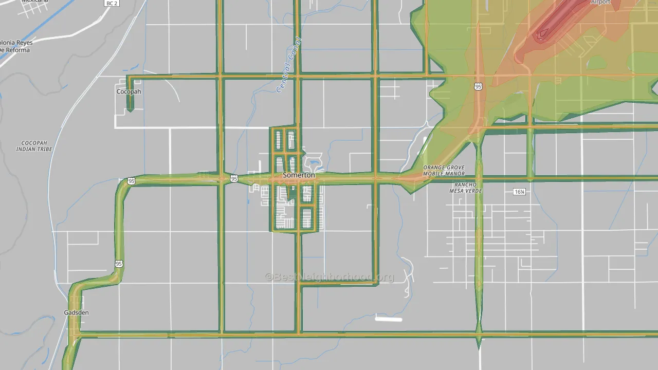 Somerton, AZ Map of Noise Levels in Somerton