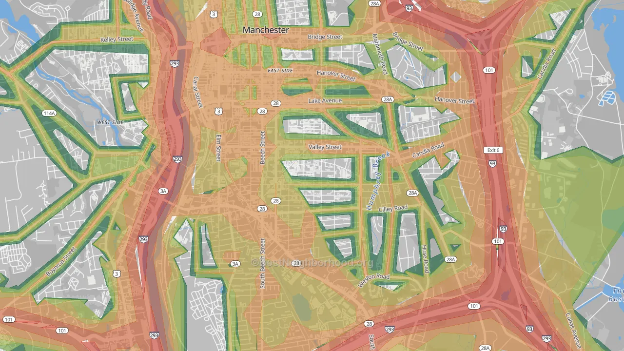 Somerville, Manchester, NH Map of Noise Levels in Somerville