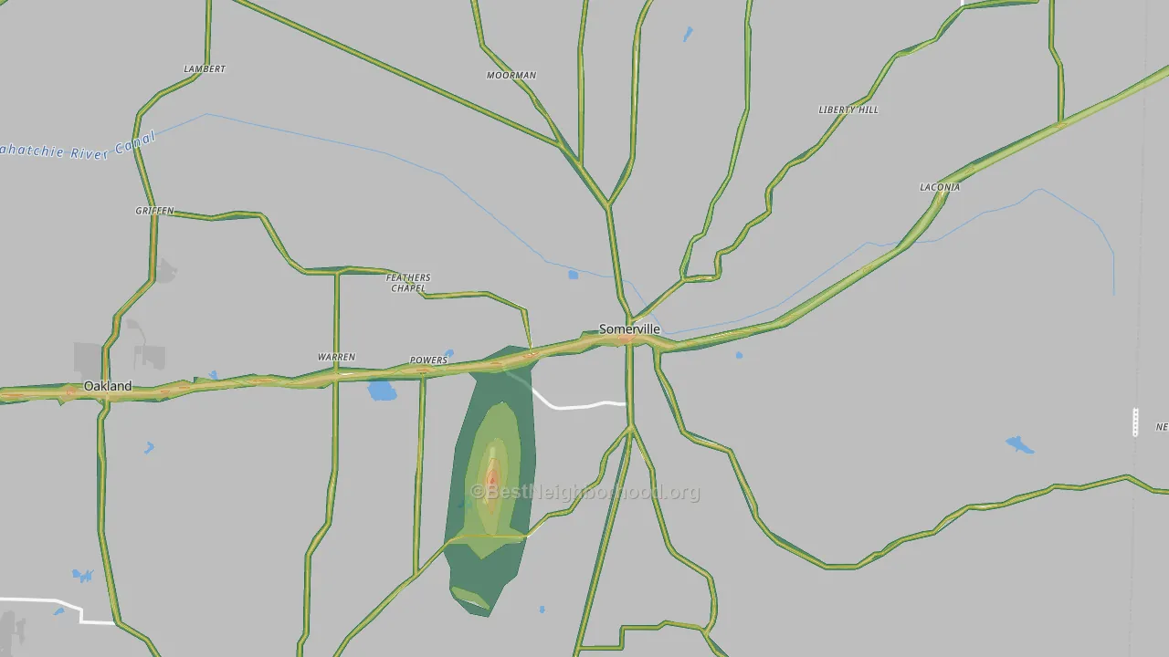 Somerville, TN Map of Noise Levels in Somerville