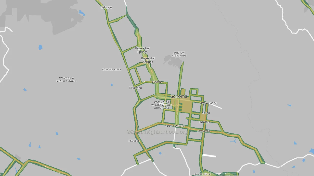Sonoma, CA Map of Noise Levels in Sonoma