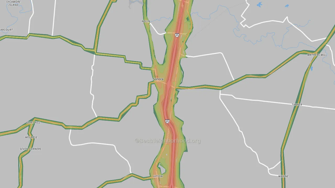 Sonora, KY Map of Noise Levels in Sonora
