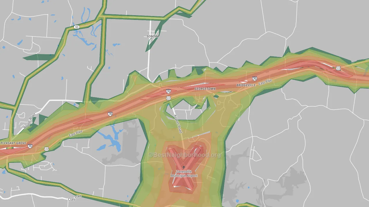 Sonora, OH Map of Noise Levels in Sonora