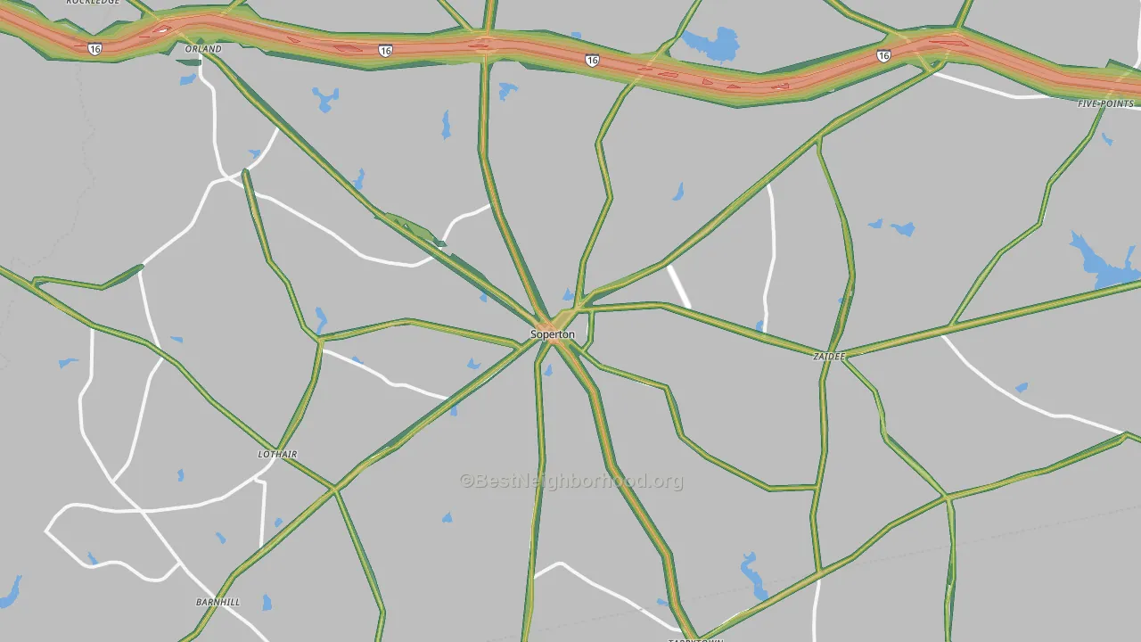 Soperton, GA Map of Noise Levels in Soperton