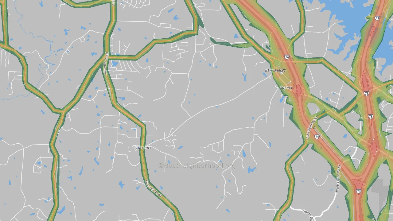 Sophia, NC Map of Noise Levels in Sophia