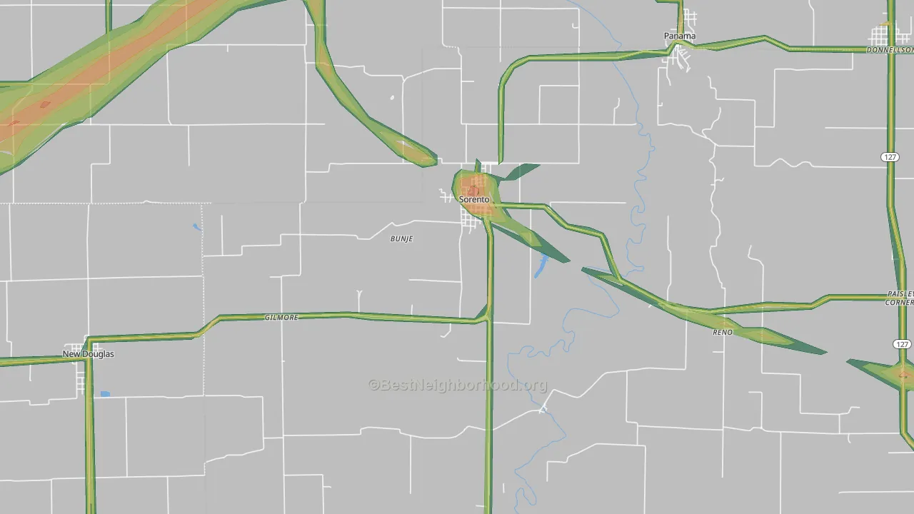 Sorento, IL Map of Noise Levels in Sorento