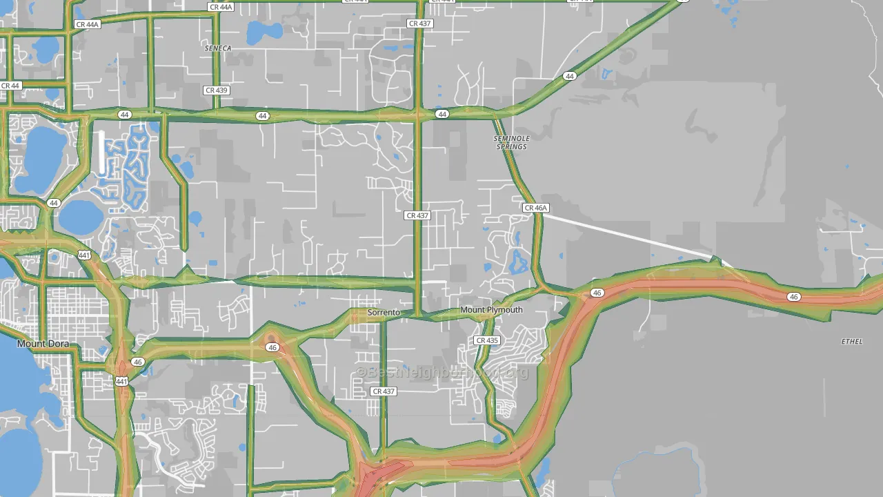 Sorrento, FL Map of Noise Levels in Sorrento