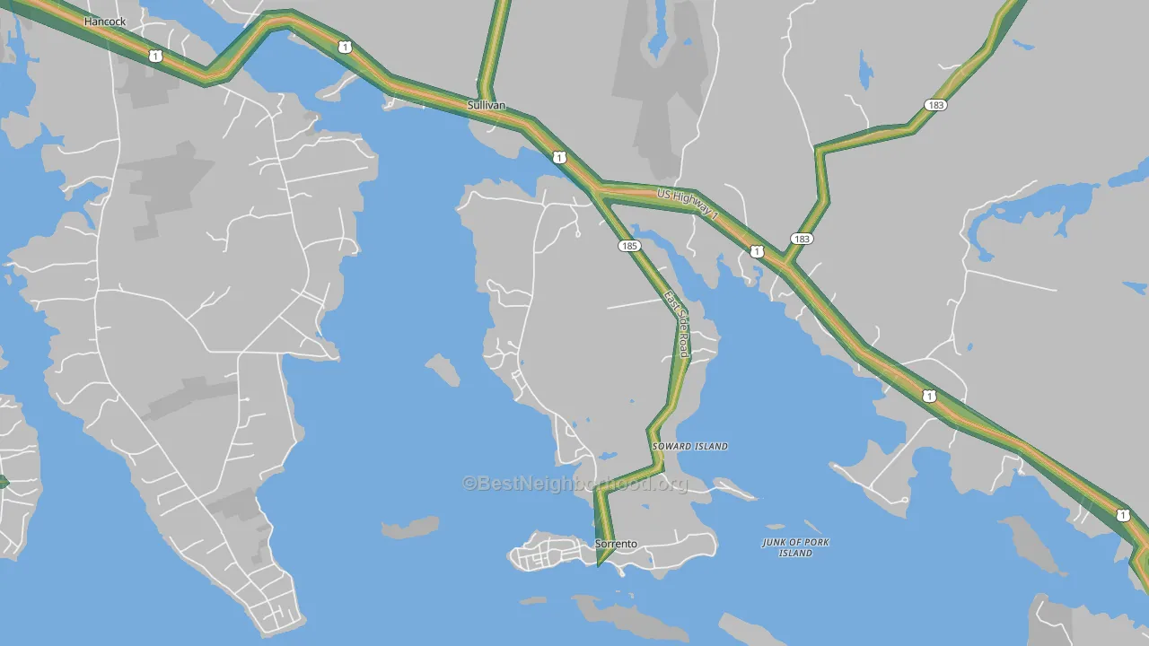 Sorrento, ME Map of Noise Levels in Sorrento
