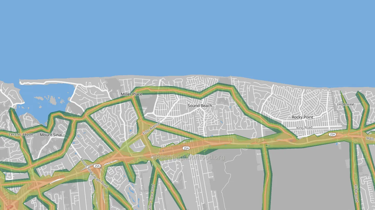 Sound Beach, NY Map of Noise Levels in Sound Beach