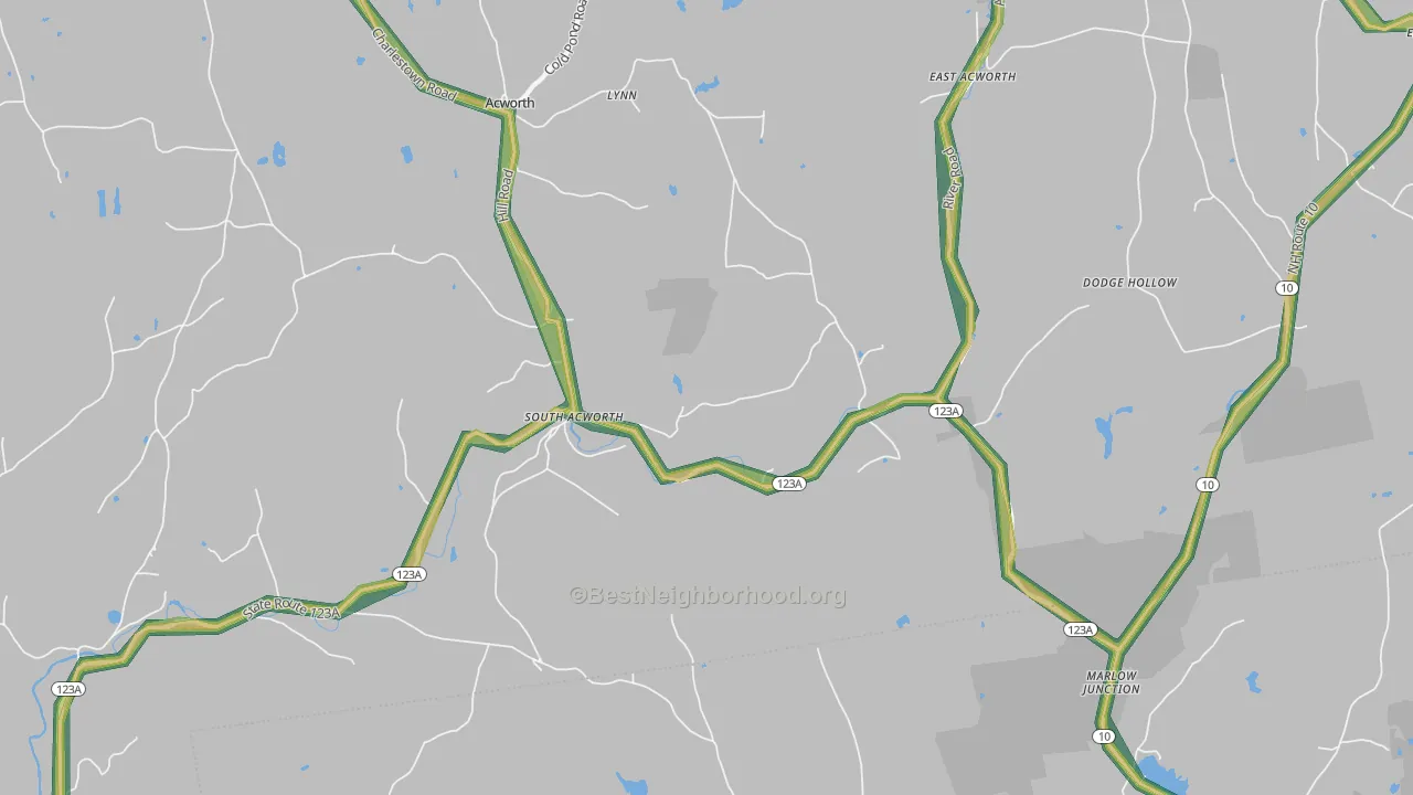 South Acworth, NH Map of Noise Levels in South Acworth