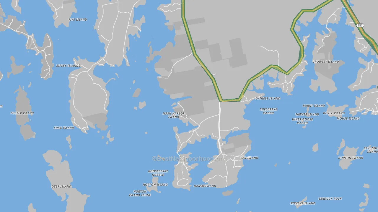 South Addison, ME Map of Noise Levels in South Addison