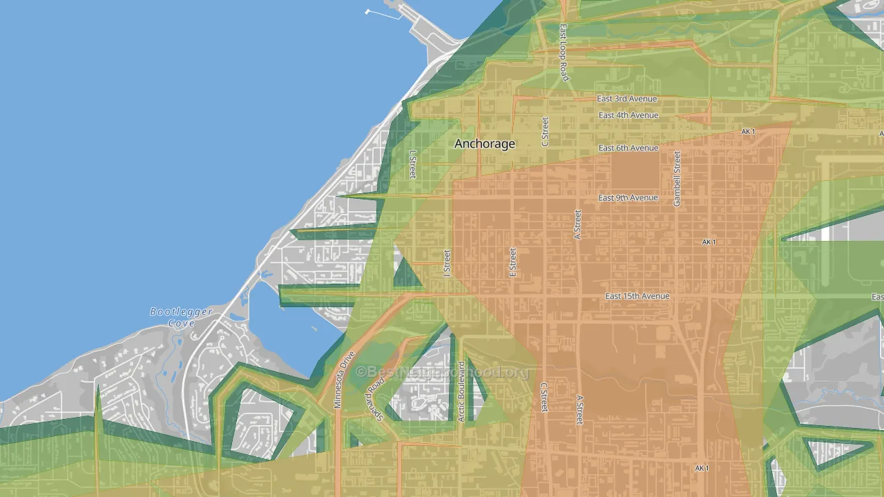South Addition, Anchorage, AK Map of Noise Levels in South Addition