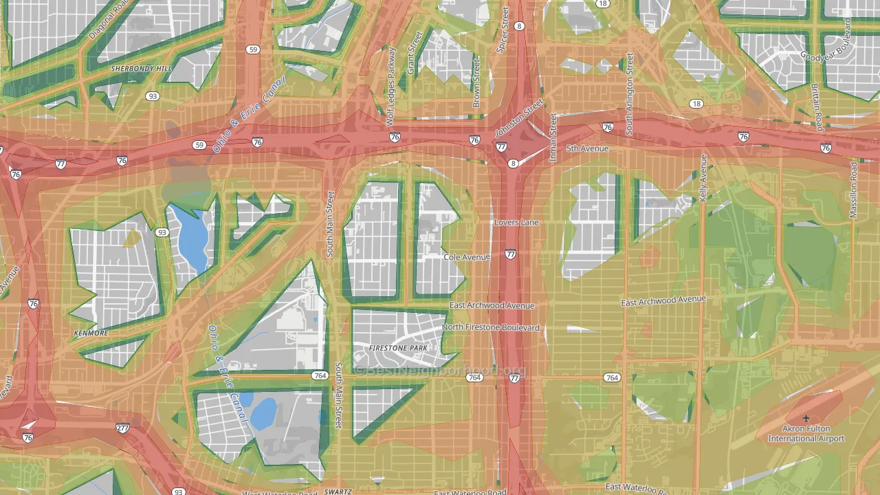 South Akron, Akron, OH Map of Noise Levels in South Akron