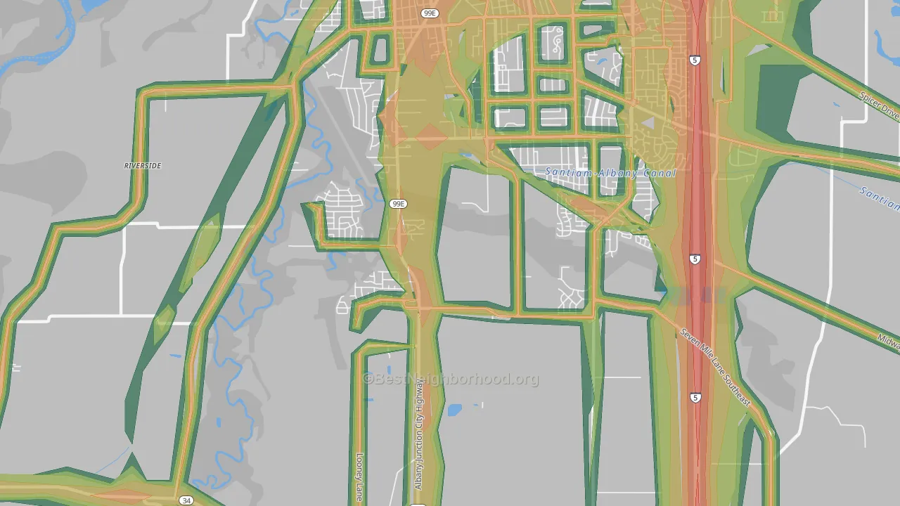 South Albany, Albany, OR Map of Noise Levels in South Albany