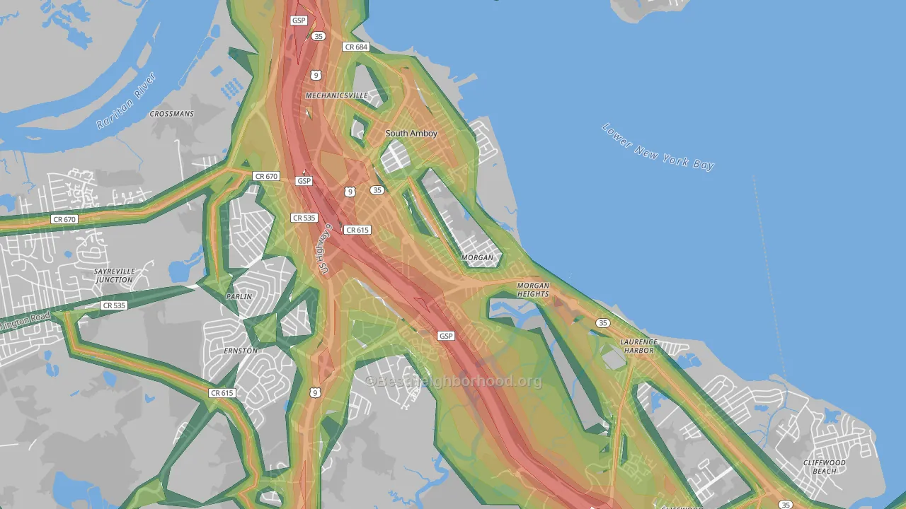 South Amboy, NJ Map of Noise Levels in South Amboy