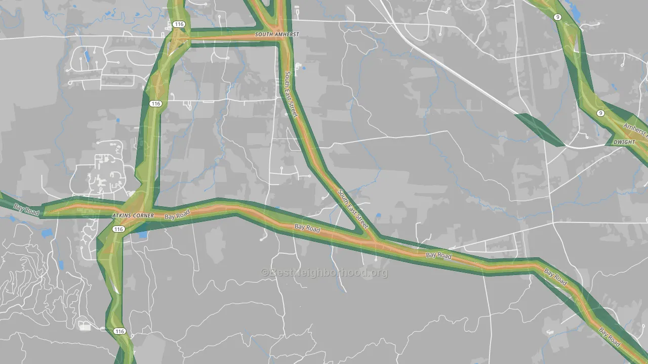 South Amherst, MA Map of Noise Levels in South Amherst