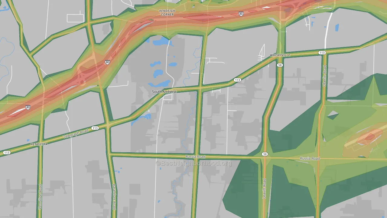 South Amherst, OH Map of Noise Levels in South Amherst