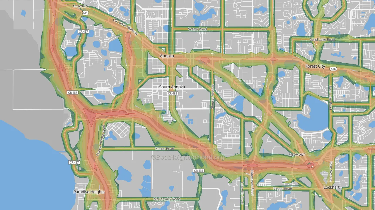 South Apopka, FL Map of Noise Levels in South Apopka