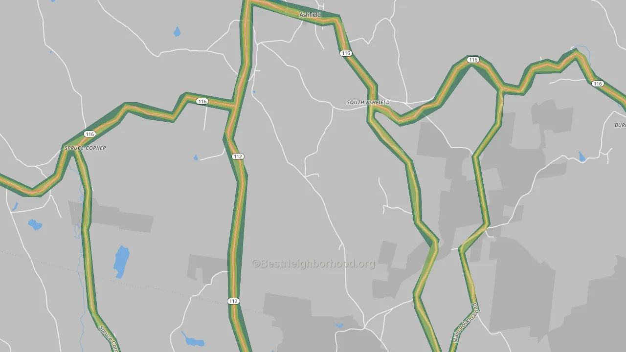 South Ashfield, MA Map of Noise Levels in South Ashfield