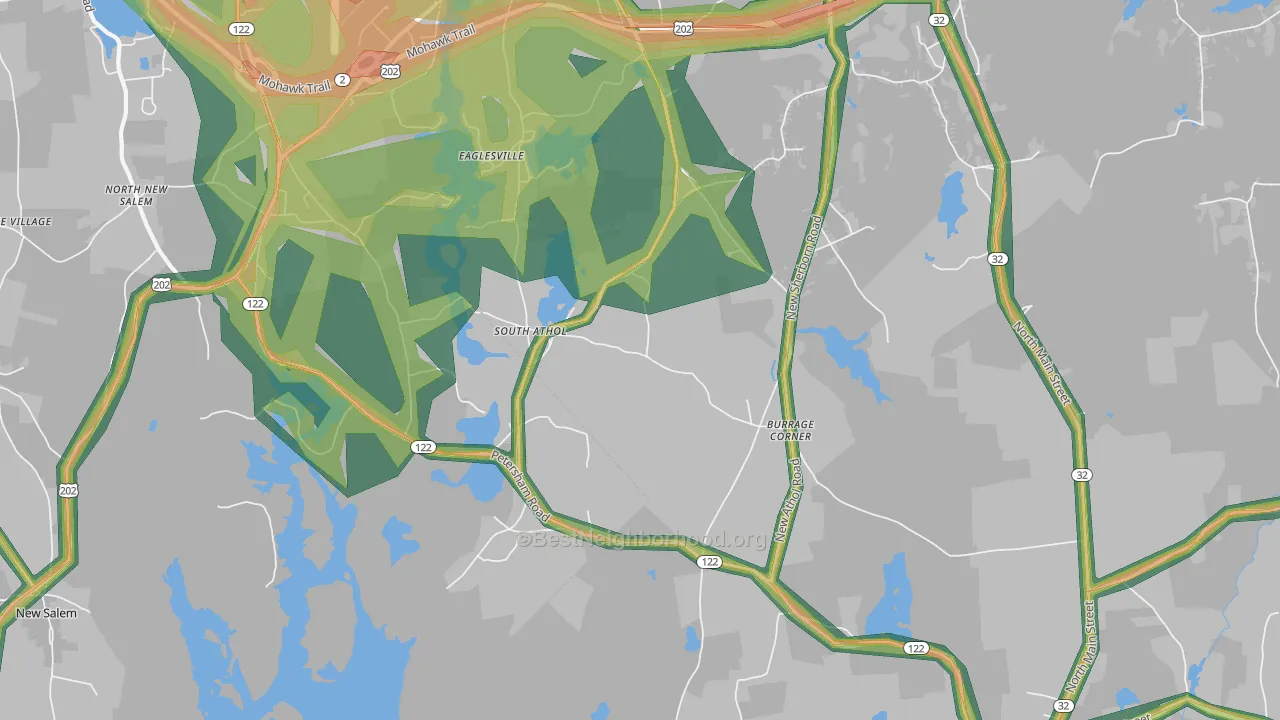 South Athol, MA Map of Noise Levels in South Athol