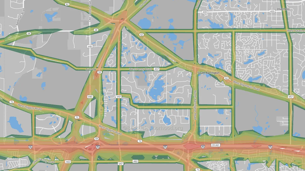 South Barrington, IL Map of Noise Levels in South Barrington