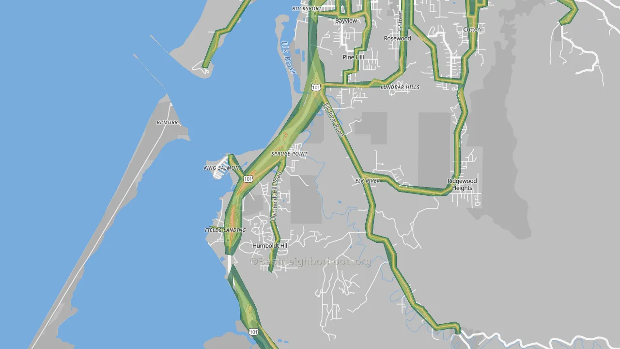 South Bay, Eureka, CA Map of Noise Levels in South Bay