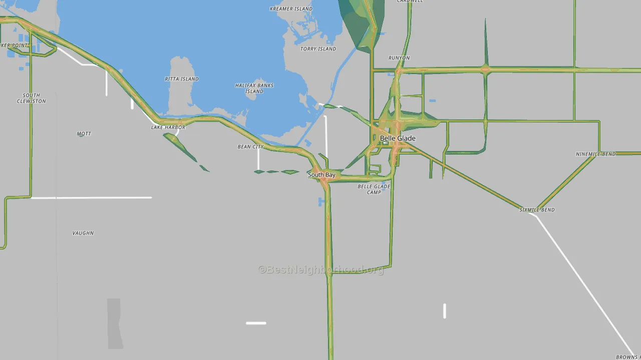 South Bay, FL Map of Noise Levels in South Bay